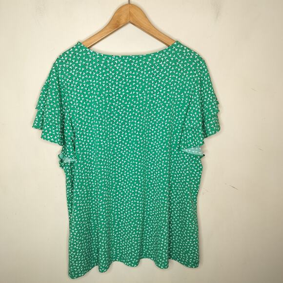 Adrianna Papell Top Floral Stretch Flutter Sleeve - Picture 7 of 8